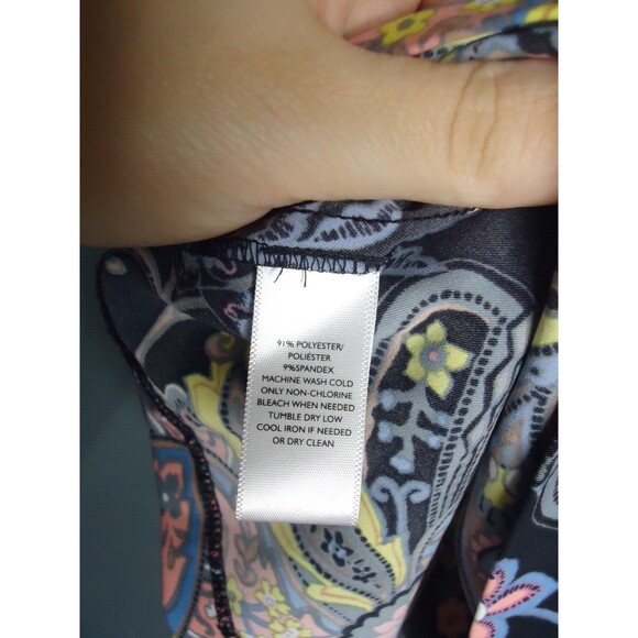 Ann Taylor LOFT Knee Length Black Colorful Floral Print Dress BOHO Chic Size XS - Picture 7 of 12